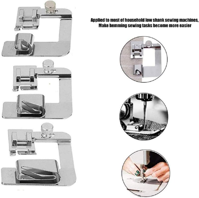 Stormshopping 6 Sizes Rolled Hem Presser Foot, Wide Rolled Hem Foot Set & Narrow Hemmer Foot Set for All Low Shank Snap-On Singer, Brother, Babylock, Euro-Pro, Janome, Kenmore, White, Elna Sewing Machines - Image 3
